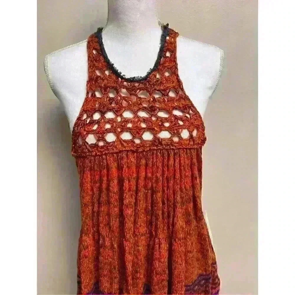 Nwt free‎ PEOPLE 𝅺Rare Hearts Crochet Knit Dress/Tunic, XS. - Picture 2 of 10